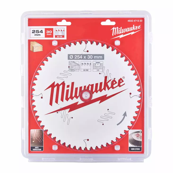 Katkaisu- ja jiirisahanterä puulle 254/30/60t Milwaukee - Pyörösahanterät - 4932471320 - 1