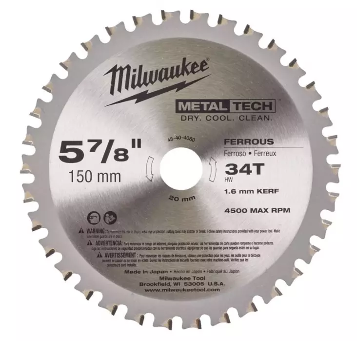 Milwaukee 150mm pyörösahanterä metallille, 150x20 34t - Pyörösahanterät - 48404080 - 1