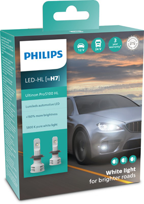 LED-ajovalopolttimopari Philips Ultinon Pro5100 H7 12/24V - - 100-12972LEDU51 - 1