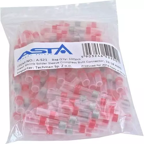 Kutiste jatkoliitin tinalla punainen 0,5-1,0MM² 100kpl - Lisävalojen liittimet - ASTA-S21 - 1