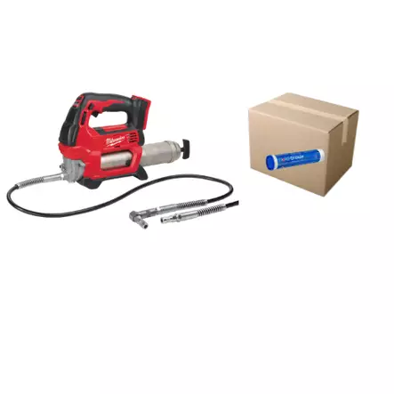 Akkurasvapuristin M18 GG-0 Milwaukee + 12kpl Mobilgrease XHP 222 sininen vaseliini - Milwaukee 18V rungot - M18GG-0PAK2 - 1