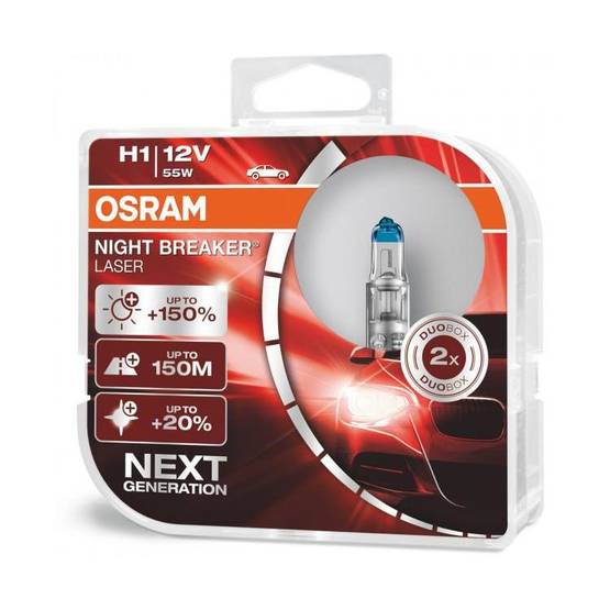 OSRAM NIGHT BREAKER LASER H1 PARI - H1 Halogenpolttimot 12V - 050-64150NBLS2 - 1