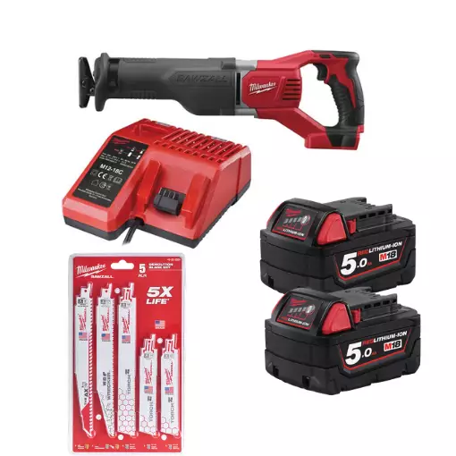 Milwaukee Akkupuukkosaha M18BSX-502 + teräsarja - Milwaukee 18V akkukonepaketit - M18BSX-502 - 1