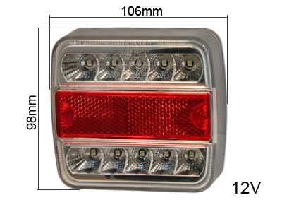 TAKALYHTY LED 12V 107X107X40 0,15M JOHDOLLA - LED-takavalot - 1606-27683 - 1