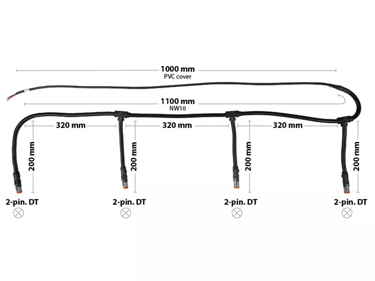 Johtosarja neljälle valolle Deutsch-liittimillä - Johdot lisävaloihin - 1605-N8K503 - 1