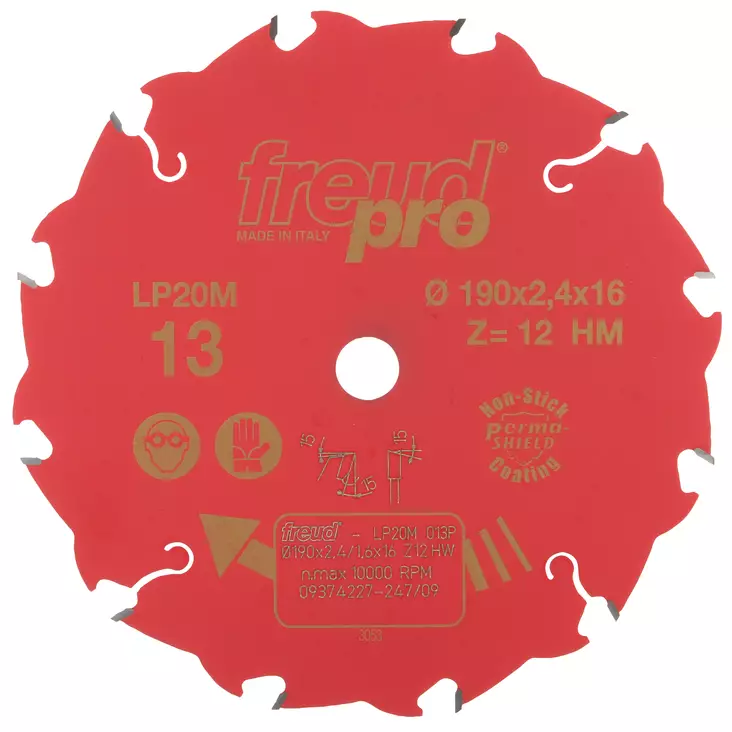 Sirkkelinterä 190x2,4x16 Z12 kovametalli - Pyörösahanterät - CFT20013 - 1