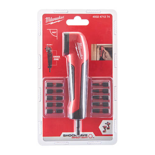 Kulmaruuvauspää 90ast ja 10kpl ruuvauskärkiä Milwaukee - Tarvikkeet - 4932471274 - 1