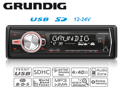 RADIO GRUNDIG GX-30 12-24V AUTOSOITIN MUISTILLA - Autosähkö - 1705-004-GX3024 - 1