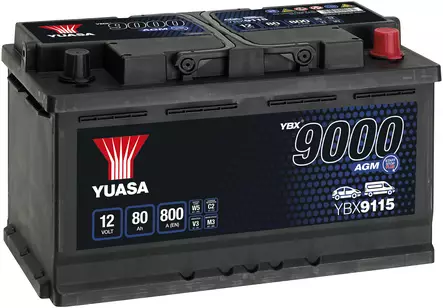 Yuasa AGM akku YBX9115 80Ah - Yuasa akut - YBX9115 - 1