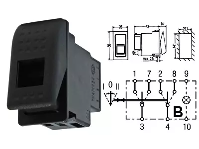Keinukytkin 1-0-2 palauttava 6-napainen - Katkaisijat - 1000-0705 - 1