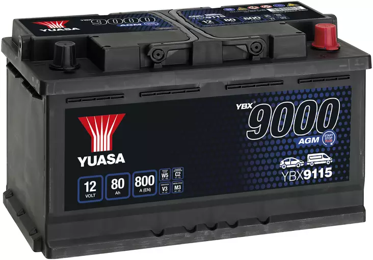 Yuasa AGM akku YBX9115 80Ah - Yuasa akut - YBX9115 - 1