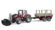 Bruder Massey Ferguson etukuormaajalla ja metsäperäkärryllä - Bruder traktorit - U02046 - 1