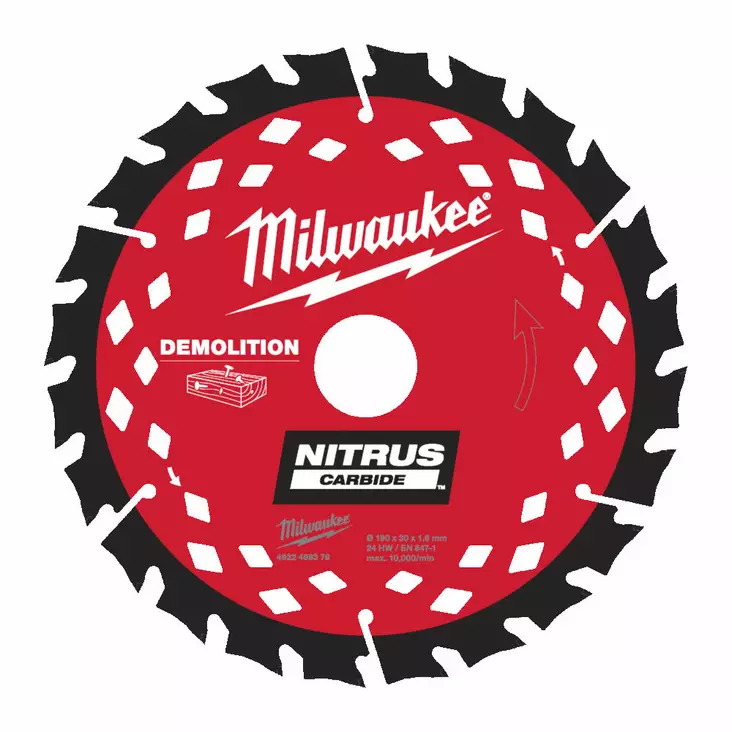 Milwaukee pyörösahanterä Nitrus Carbide Demolition 190mm - Pyörösahanterät - 4932499376 - 1