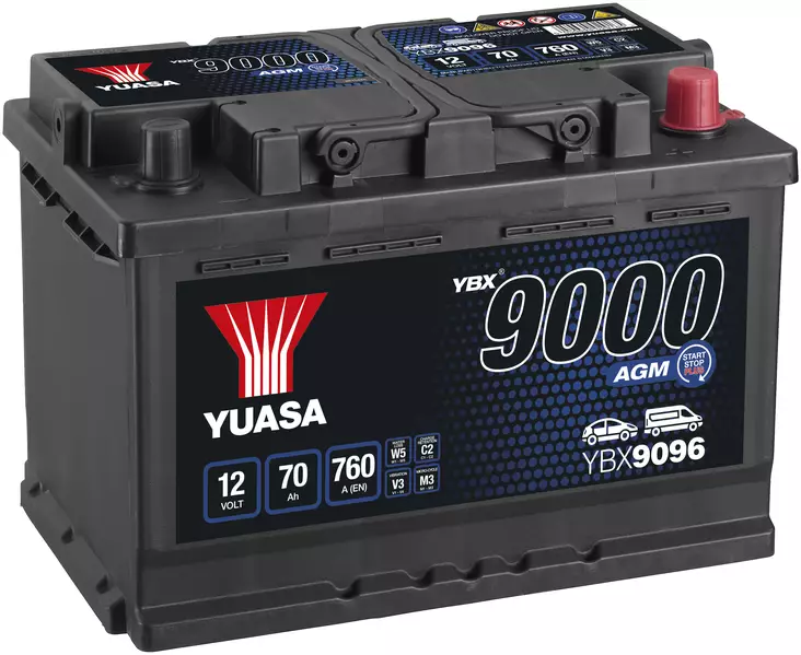 Yuasa AGM akku YBX9096 70Ah - Yuasa akut - YBX9096 - 1