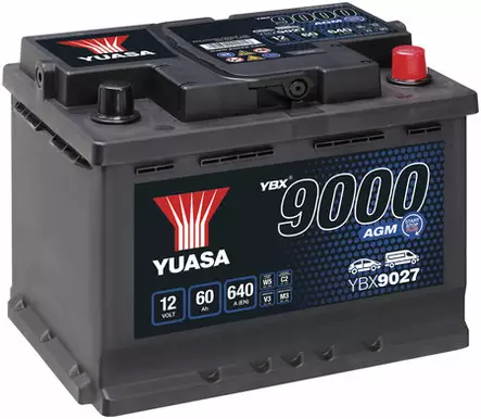 Yuasa AGM akku YBX9027 60Ah - Yuasa akut - YBX9027 - 1