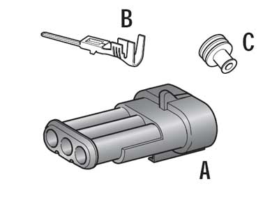 AMP SuperSeal 1.5 liitinsarja 3-napainen urosliittimillä - Lisävalojen liittimet - 3050127 - 1