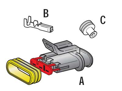AMP SuperSeal 1.5 liitinsarja 3-napainen naarasliittimillä - Lisävalojen liittimet - 3050128 - 1