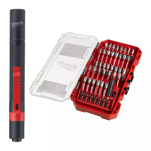 Ruuvikärkisarja 38-osainen Milwaukee + IPL-LED taskulamppu - Tarvikkeet - 4932498608 - 1