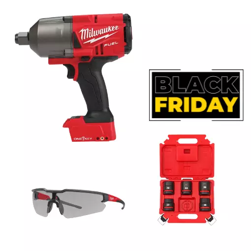 Milwaukee Akkumutteriväännin 3/4" M18 ONEFHIWF34-0 + Hylsysarja - Milwaukee 18V akkukonepaketit - M18ONEFHIWF34STE - 1