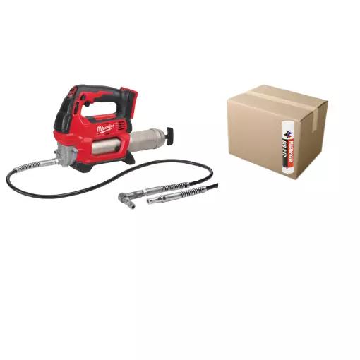 Akkurasvapuristin M18 GG-0 Milwaukee + 12kpl Viima punainen vaseliini - Milwaukee 18V rungot - M18GG-0PAK - 1