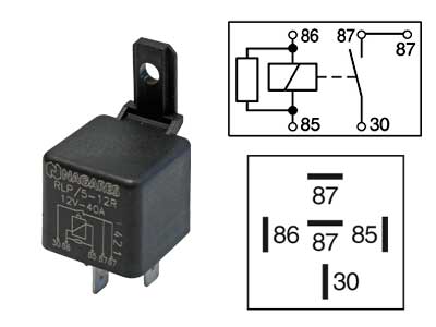 Rele 12V 40A vastus 5-napainen - Lisävalojen releet - 20207101N - 1