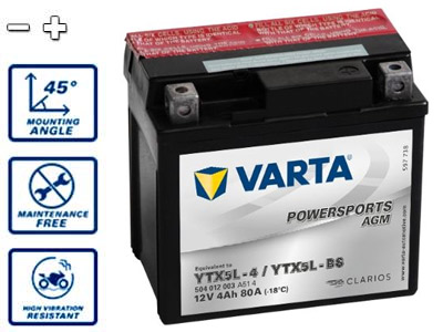 Akku Varta Powersports AGM YTX5L-BS 4Ah - MP- ja kelkan akut - 1810-YTX5L-BS - 1