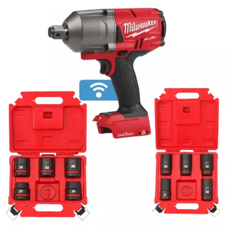 Milwaukee M18 ONEFHIWF34-0 mutterinväännin 3/4" + lyhyt ja pitkä hylsysarja - Milwaukee 18V rungot - M18ONEFHIWF34SET - 1