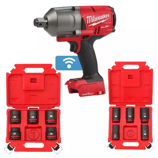 Milwaukee M18 ONEFHIWF34-0 mutterinväännin 3/4" + lyhyt ja pitkä hylsysarja - Milwaukee 18V rungot - M18ONEFHIWF34SET - 1